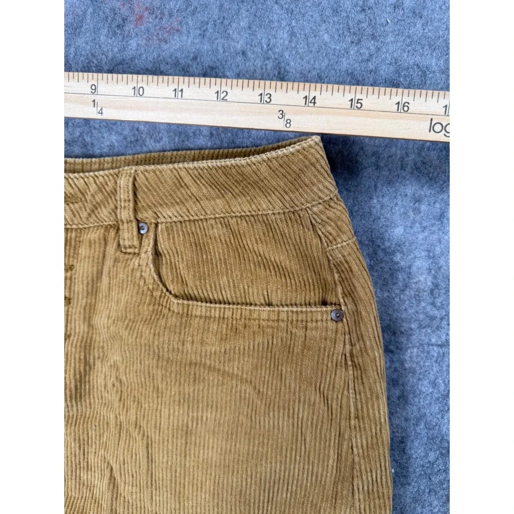 Sky and Sparrow Mustard Yellow Corduroy Mini Skirt Button Fly Frayed Hem Size 11